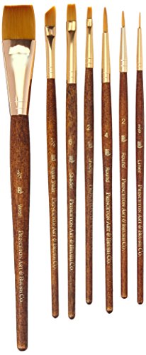 Princeton Brush-Princeton Series 9000 Brown Handled Brush, Set of 7, for Acrylic, Oil and Watercolor-Mixed Media Paintbrushes