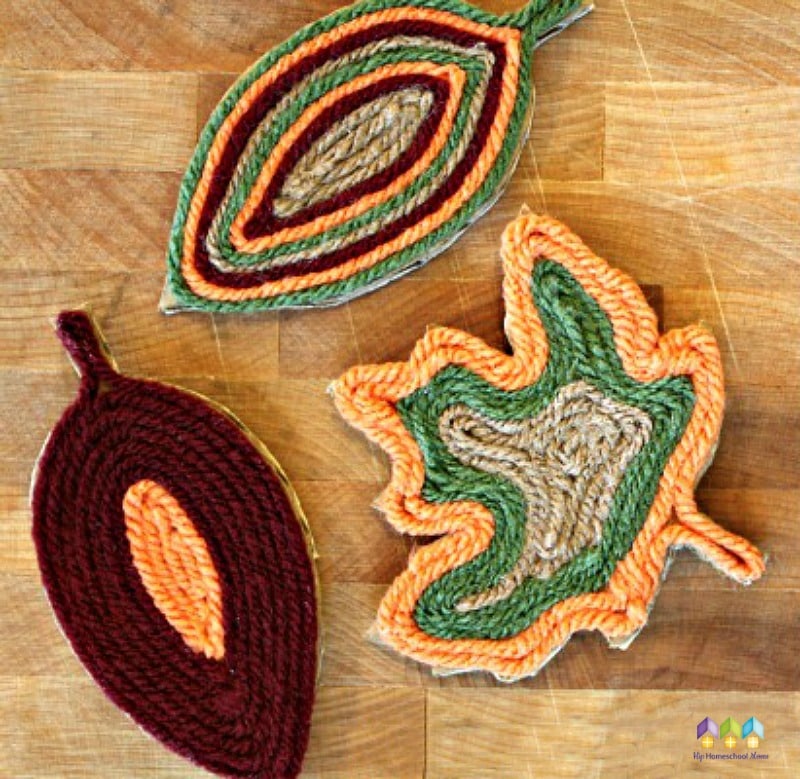 finished fall yarn leaf magnets