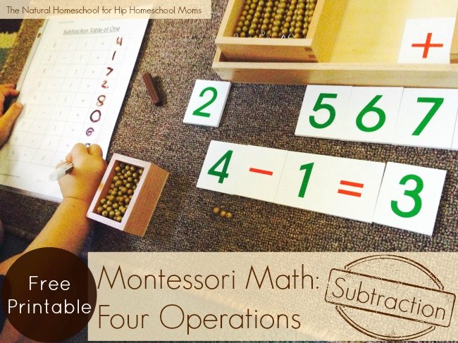 Montessori Four Operations: Subtraction {Free Printable}